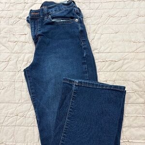 Dark wash cropped boot cut jeans